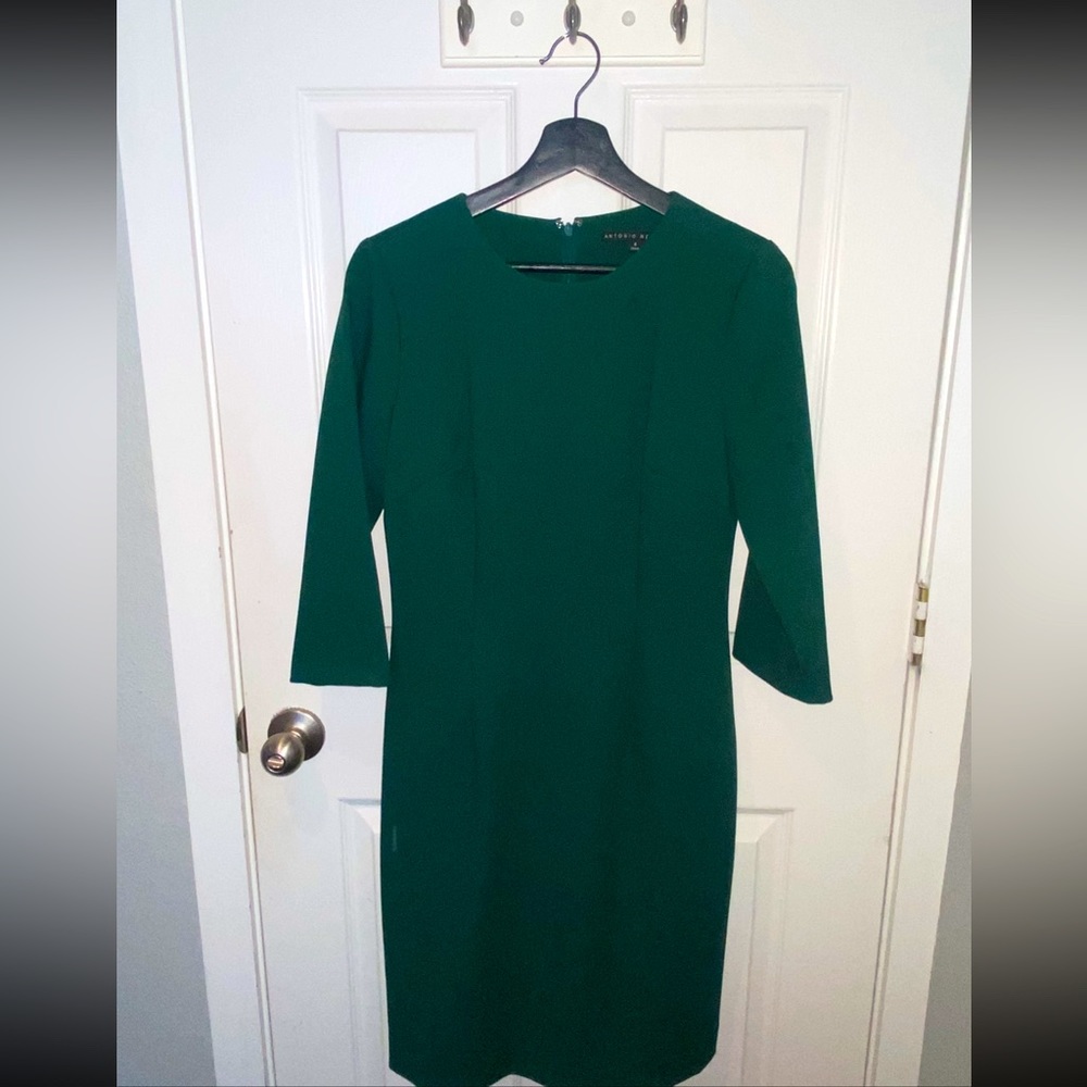 ANTONIO MELANI Emerald Green Long Sleeve Sheath Dress